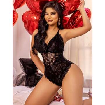 Avidlove Lace Bodysuit Snap Crotch Lingerie for Women