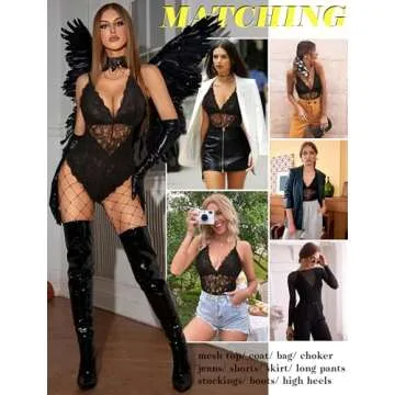 Avidlove Lace Bodysuit Snap Crotch Lingerie for Women