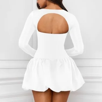 Stylish GUCURIN Women Backless Bubble Mini Dress