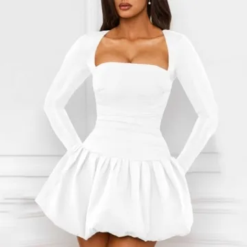 Stylish GUCURIN Women Backless Bubble Mini Dress