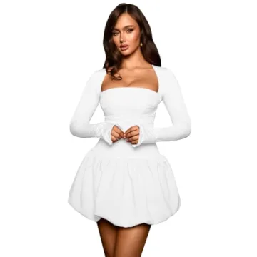 Stylish GUCURIN Women Backless Bubble Mini Dress