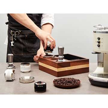 IKAPE 58.5mm Espresso Tamper, Premium Barista Coffee Tamper with Calibrated Spring Loaded, 100% Stainless Steel Base Tamper Compatible with Espresso Machine Rancilio, Gaggia Bottomless Portafilter