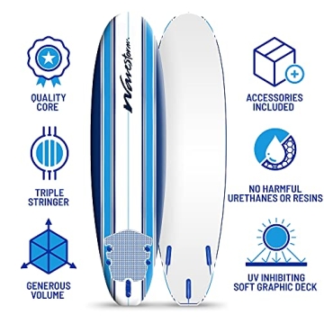 Wavestorm 7ft Surfboard for Beginners - Safe & Fun