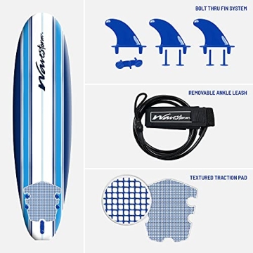 Wavestorm 7ft Surfboard for Beginners - Safe & Fun