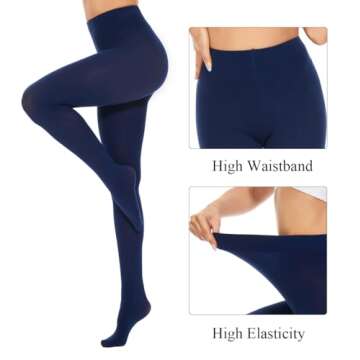 DUCMODA Women's 80 Denier Opaque Tights - Versatile High Waist Stocking