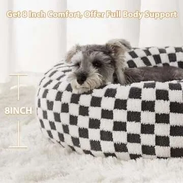 BFPETHOME Donut Dog Beds for Small Dog, Round Cat Beds for Indoor Cats, Calming Pet Bed for Puppy and Kitty with Non-Slip Bottom, Cute Fancy Dog Bed Machine Washable Plush Fabric