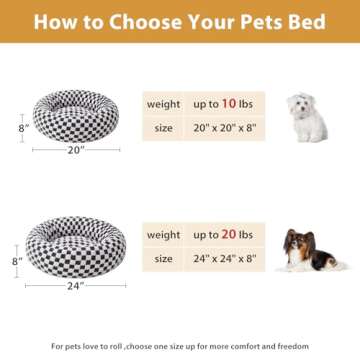 BFPETHOME Donut Dog Beds for Small Dog, Round Cat Beds for Indoor Cats, Calming Pet Bed for Puppy and Kitty with Non-Slip Bottom, Cute Fancy Dog Bed Machine Washable Plush Fabric
