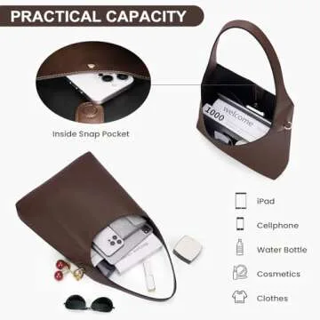 Faux Suede Hobo Bags Vegan Leather Shoulder Bag Tote for Women with Cherry Charm Slouchy Designer Handbag Purse Fall Fashion