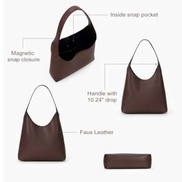 Faux Suede Hobo Bags Vegan Leather Shoulder Bag Tote for Women with Cherry Charm Slouchy Designer Handbag Purse Fall Fashion