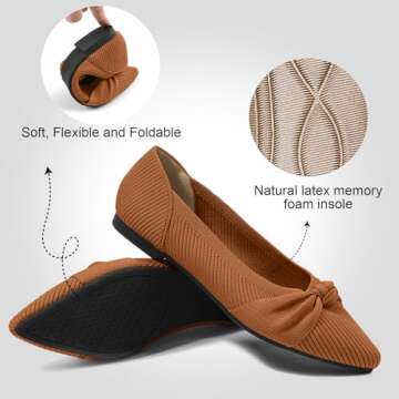 TINGRISE Women's Stylish Comfortable Ballet Flats Brown US8
