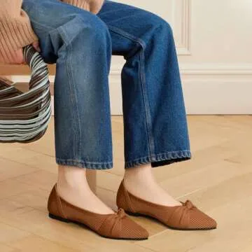 TINGRISE Women's Stylish Comfortable Ballet Flats Brown US8