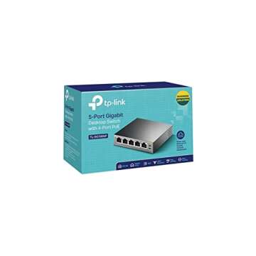 TP-Link TL-SG1005P, 5 Port Gigabit PoE Switch, 4 PoE+ Ports @65W, Desktop, Plug & Play, Sturdy Metal...