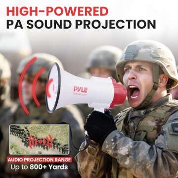 Pyle Megaphone Speaker PA Bullhorn - with Built-in Siren 30 Watt Voice Recorder & 800 Yard Range - Ideal for Football, Soccer, Baseball, Hockey, Basketball, Cheerleading Fans & Coaches - PMP35R