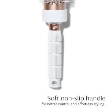 T3 Volume Round Hair Brush CeramicCoated Barrel Vented Round Brush for Blow Drying Heat Resistant Bristles, White/Rose Gold