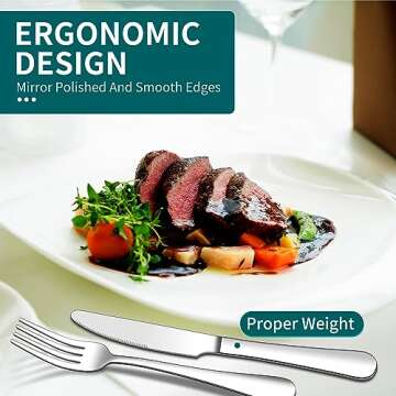 20 Piece Silverware Set, ENLOY Stainless Steel Flatware Cutlery Set, Kitchen Utensil Set Service for 4, Include Knife Fork Spoon, Mirror Polished, Dishwasher Safe