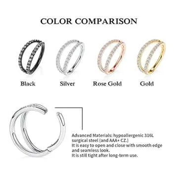 GAGABODY 16G Rose Gold Clicker Hoop Septum Ring