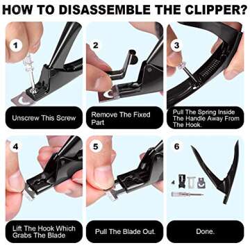 Black Premium Adjustable Stainless Steel Artificial Acrylic Fake False Nail Tip Clipper Cutter Trimmer Manicure Pedicure Sharp Blade Clip Tool For Salon Home Nail Art Beauty Design DIY