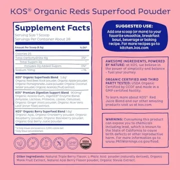 KOS Reds Superfood Powder - Organic Beet Root & Antioxidants