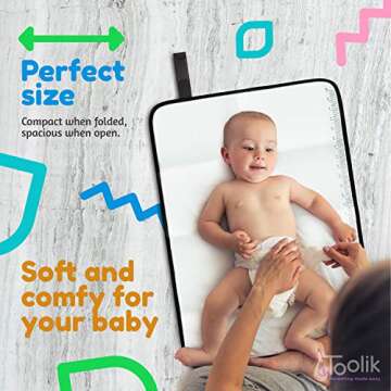 Toolik Baby Diaper Changing Pad, Extra Large (27.5 x 19.7 inch) Waterproof Mat for Stroller Walks or...