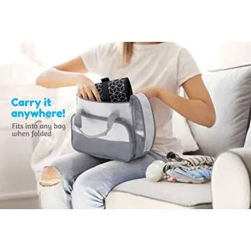 Toolik Baby Diaper Changing Pad, Extra Large (27.5 x 19.7 inch) Waterproof Mat for Stroller Walks or Diaper Bag, Fits Newborn and Toddler for Quick Change on The go, Black with 3D Cube