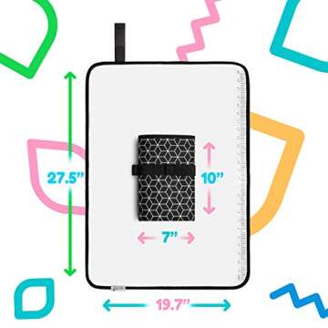 Toolik Baby Diaper Changing Pad, Extra Large (27.5 x 19.7 inch) Waterproof Mat for Stroller Walks or Diaper Bag, Fits Newborn and Toddler for Quick Change on The go, Black with 3D Cube