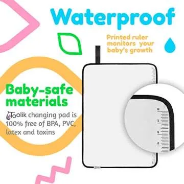 Toolik Baby Diaper Changing Pad, Extra Large (27.5 x 19.7 inch) Waterproof Mat for Stroller Walks or Diaper Bag, Fits Newborn and Toddler for Quick Change on The go, Black with 3D Cube