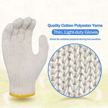 Evridwear Cotton Work Gloves Light-duty String Knit BBQ Glove Liner for Outdoor Cooking, Painting, G...