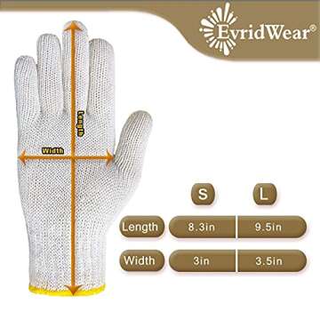 Evridwear Cotton Work Gloves Light-duty String Knit BBQ Glove Liner for Outdoor Cooking, Painting, Gardening Men & Women 10 Pairs (White, Large)