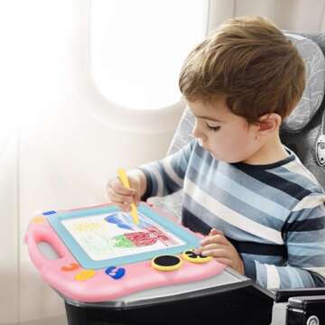 ikidsislands IKS85P [Travel Size] Magnetic Drawing Board for Toddlers, Color Magna Erasable Doodle Pad for Kids, Mess Free Write and Learn Creative Educational Toys for Toddler Girls (Pink)