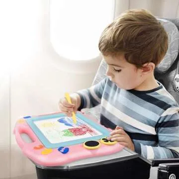 ikidsislands IKS85P [Travel Size] Magnetic Drawing Board for Toddlers, Color Magna Erasable Doodle Pad for Kids, Mess Free Write and Learn Creative Educational Toys for Toddler Girls (Pink)