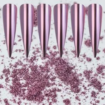 MEILINDS Rose Gold Chrome Nail Art Powder for Stunning Effects