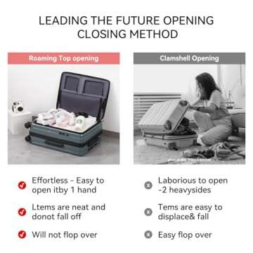 ROAMING 20 Inch Carry On Luggage with Wheels PC Hard Shell Suitcase Top Opening Expandable