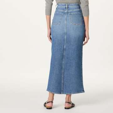 The Drop Women's Rylie Maxi Denim Skirt with Front Slit – Plus Size Elegance