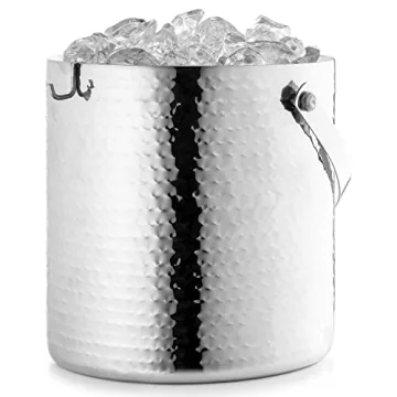 Exquisite Hammered Ice Bucket with Tongs - 3 Quarts