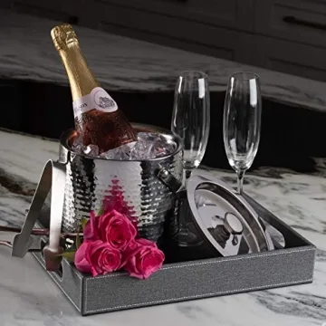 Exquisite Hammered Ice Bucket with Tongs - 3 Quarts