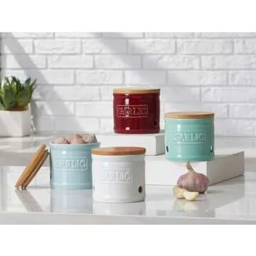 ONEMORE Garlic Keeper Stylish Storage for Fresh Garlic