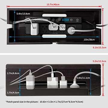 HomeBliss Walnut Large Cable Box - Cord Organizer Cable Management Box for Cord Hider and Cord Management - Cable Organizer Box with Protector Cable Sleeve