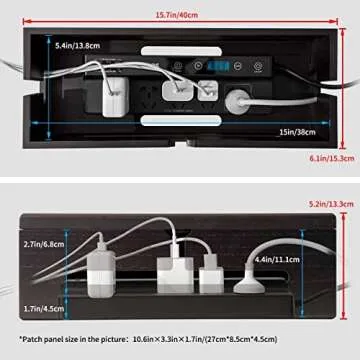 HomeBliss Walnut Large Cable Box - Cord Organizer Cable Management Box for Cord Hider and Cord Management - Cable Organizer Box with Protector Cable Sleeve