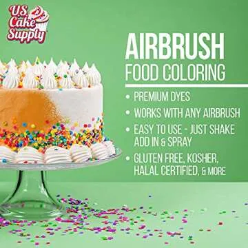 Airbrush Cake Color Set - 12 Vibrant Edible Colors
