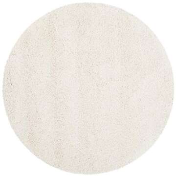 SAFAVIEH Milan Shag Collection Area Rug - 3' Round, Ivory, Solid Design, Non-Shedding & Easy Care, 2...