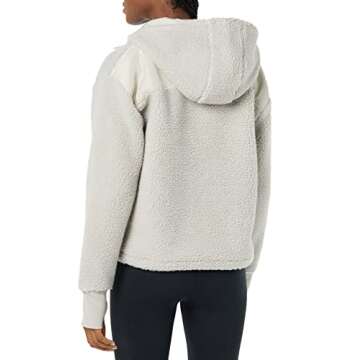 Amazon Essentials Women's Cozy Teddy Fleece Hooded Jacket in Light Grey