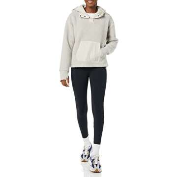 Teddy Fleece Quarter Button Hooded Jacket for Women