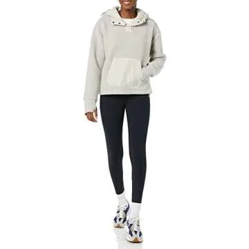 Teddy Fleece Quarter Button Hooded Jacket for Women