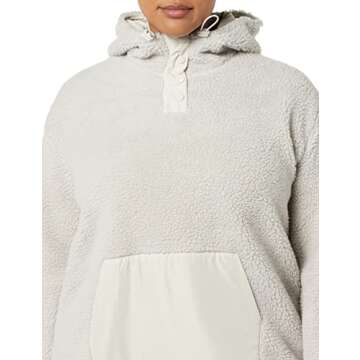 Teddy Fleece Quarter Button Hooded Jacket for Women