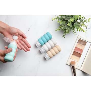 Travel Bottles for Toiletries, Tsa Approved 3.4 oz Travel Size Containers for Your Travel and Gym Essentials, Leak Proof Refillable Silicone Squeezable Accessories for Shampoo Conditioner (4 Pack)
