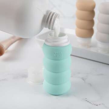 Travel Bottles for Toiletries, Tsa Approved 3.4 oz Travel Size Containers for Your Travel and Gym Essentials, Leak Proof Refillable Silicone Squeezable Accessories for Shampoo Conditioner (4 Pack)