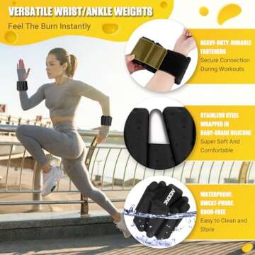 Wrist Ankle Weights Bangles 4lbs - Adjustable Silicone Weights for All Workouts