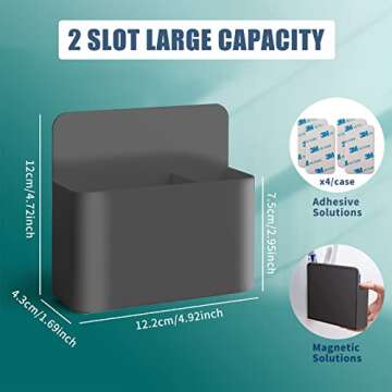 noonebutyou 2 Pcs Magnetic Marker Holder Dry Erase Marker Holder Wall Mount Self Adhesive Pen Holder Magnetic Marker Cup Holders for Whiteboard, Fridge, Home Office School (Black