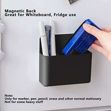 noonebutyou 2 Pcs Magnetic Marker Holder Dry Erase Marker Holder Wall Mount Self Adhesive Pen Holder Magnetic Marker Cup Holders for Whiteboard, Fridge, Home Office School (Black