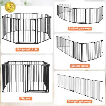COMOMY 198" Baby Gate Extra Wide, Dog Gate Pet Gate for House Stairs Doorways Fireplace, 3 in 1 Play...